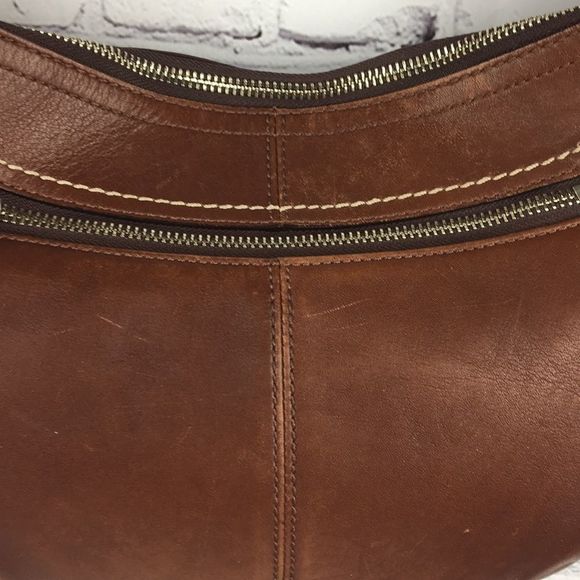 Vintage Coach SOHO Pleated Brown Leather Curved Shoulder Bag - Picture 5 of 14